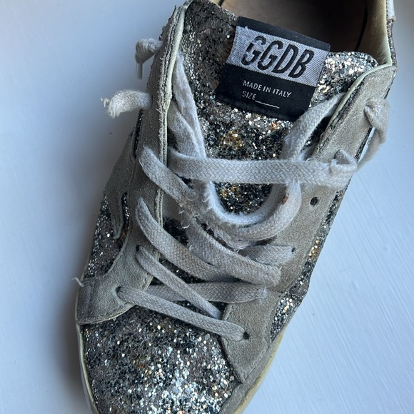 Golden Goose Animal Print Silver Gold Glitter Superstar Sneakers Sz. 38/8 - Picture 6 of 10